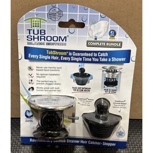 TubShroom Chrome Strainer Hair Catcher Drain Protector with StopShroom for Tub